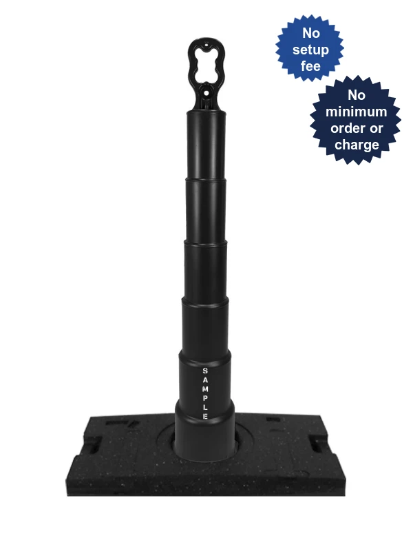 42\" Black Ez-Grab Channelizer 30 lbs Base \u0026 2X Custom Lettering