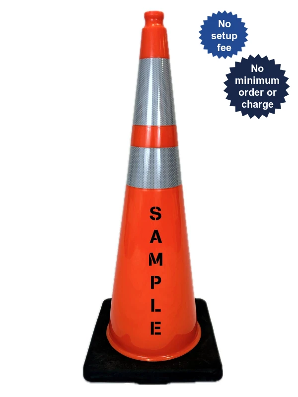 36 in cortina heavy duty 12 lb traffic cone lettering single side