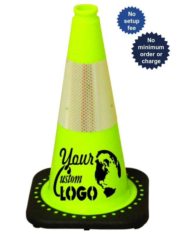 Lime 18\" Traffic Cone with Black Base