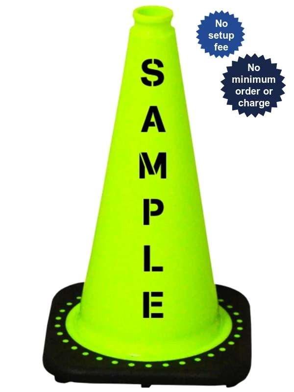 Lime 18\" Black Base Cone with Custom Stencil