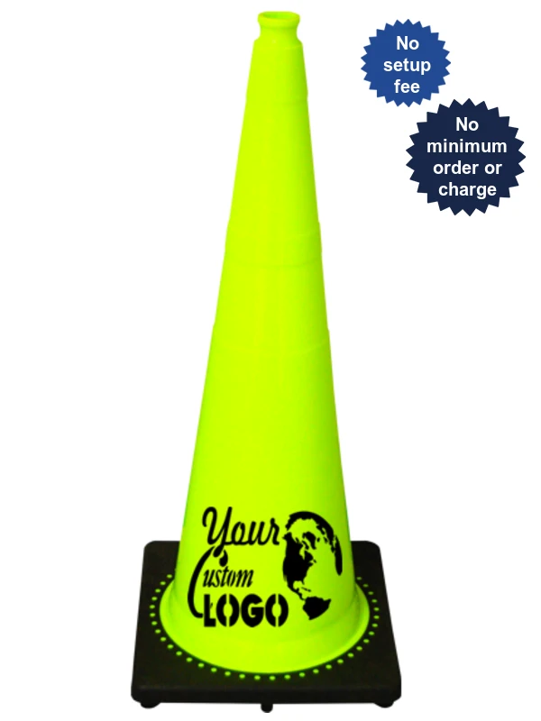 Lime 36\" 10 Lb. Traffic Cone with Black Base