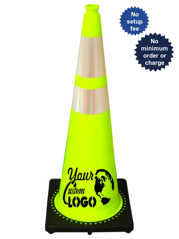 Lime 36\" 10 Lb. Traffic Cone with Black Base