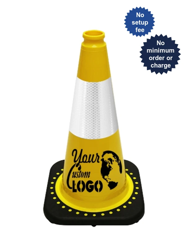 Yellow 18\" Traffic Cone with Black Base