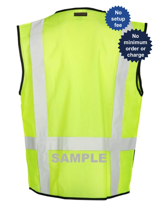 Economy, Lime Mesh, Black Bottom Class 2 Vest, S-M w/ Reflective Custom Lettering