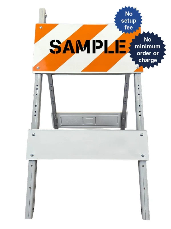 economy plastic steel barricade lettering single side engineer grade eg type i one 12 in tall reflector per side