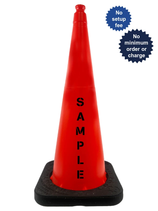 36\", 10.0 lbs, TrafFix Devices Enviro-Cone Traffic Cone, Orange with Custom Lettering on Both Sides (2X)