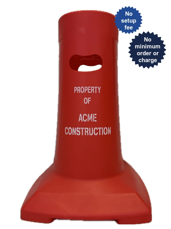 33\" Tall, Red HDPE Plastic, OSHA Compliant, Fire Extinguisher Stand w/Custom Lettering on One Side
