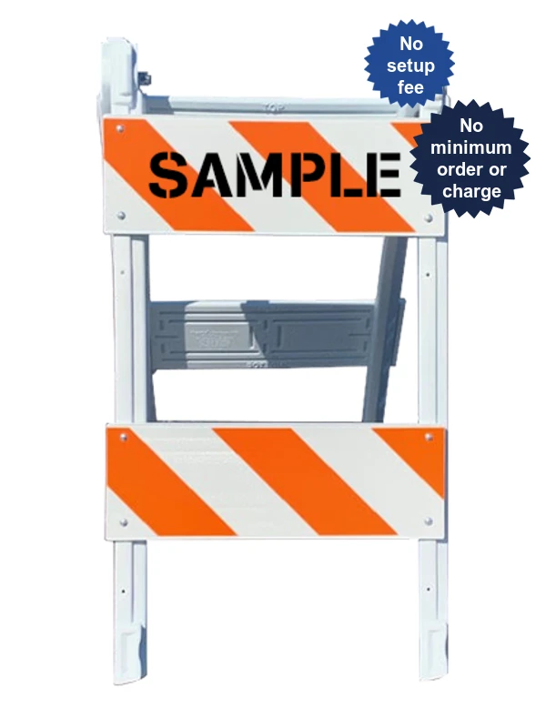 45\" H X 24\" W Folding Plastic MUTCD Type II Barricade w/EG Reflective Sheeting \u0026 Custom Lettering Two Side