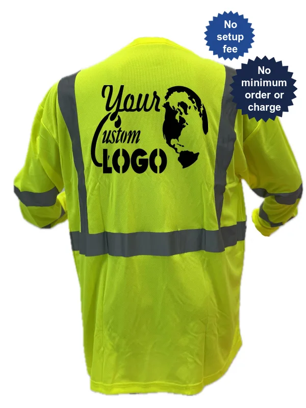 liberty safety moisture wicking lime long sleeve class 3 t shirt custom vest logo