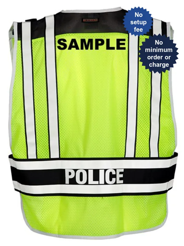 Lime \u0026 Black, 4-Point\"Breakaway\" Psv w/Police In Reflective Letters, 2Xl-4Xl \u0026 Custom Blk Text