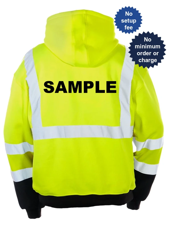 Lime, Class 3, Pullover Hoodie Sweatshirt w/Black Bottom, 4Xl w/Black Custom Lettering