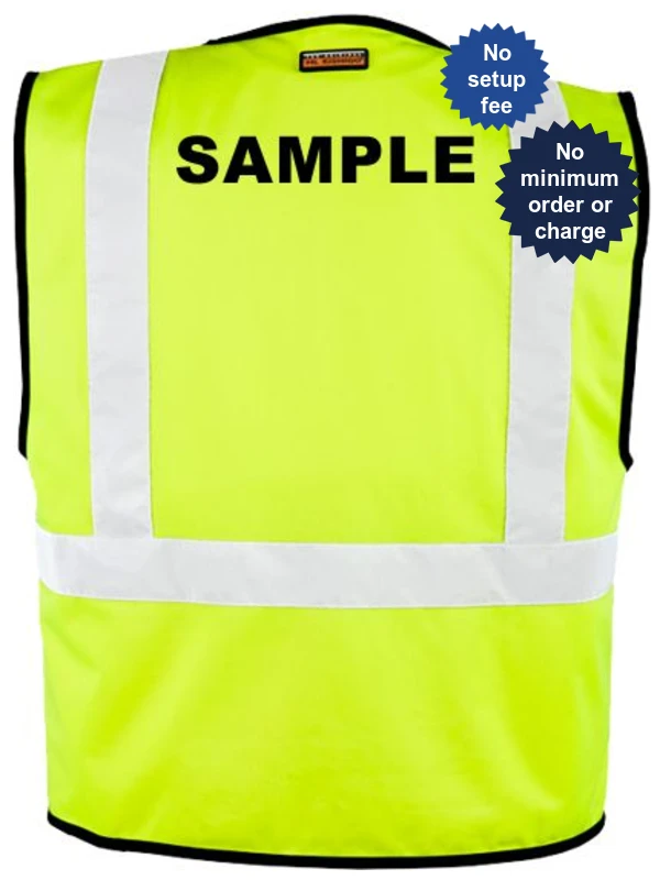 Lime Knit Vest, Class 2, Size 2XL-4XL with Black Custom Lettering