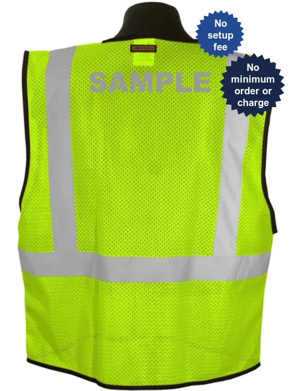 Lime Mesh, Class 2 Vest, Size 4XL-5XL with Reflective Custom Lettering