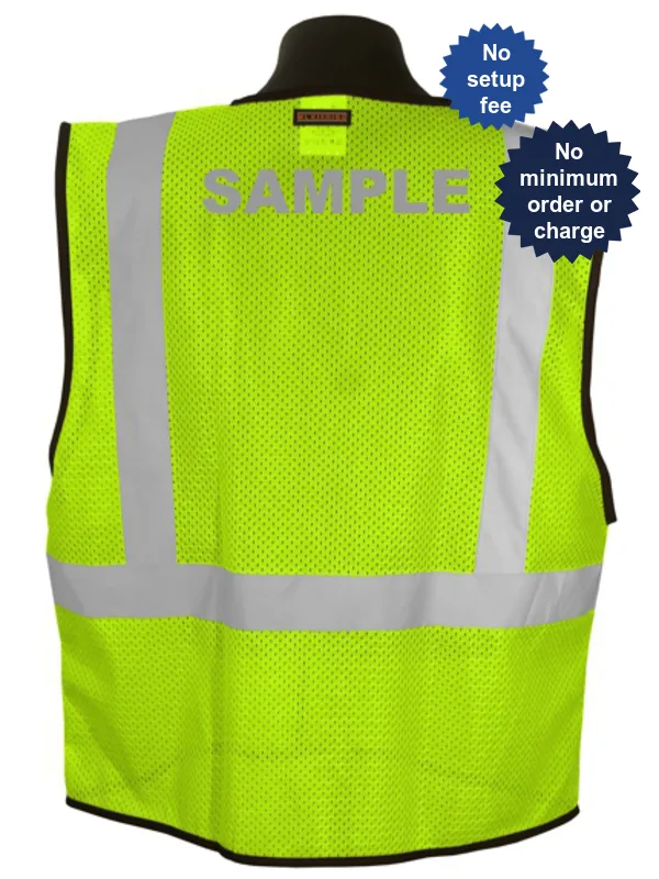 Lime Mesh, Class 2 Vest, Size L-XL with Reflective Custom Lettering