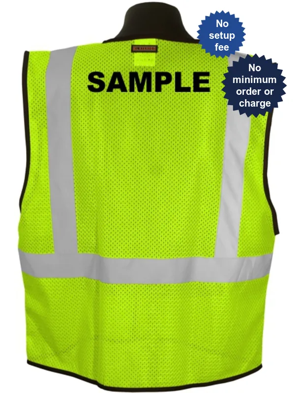 Lime Mesh, Class 2 Vest, Size S-M with Black Custom Lettering