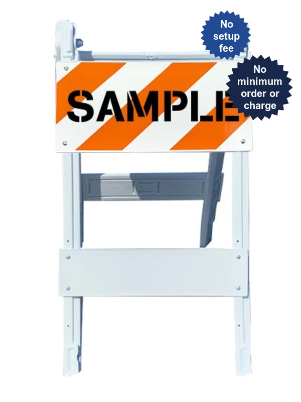 Modular plastic barricade lettering single side engineer grade EG Type 1 with one 12 inch tall reflector per side