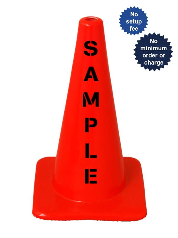 Orange 18\" Lakeside Plastics Traffic Cone, 3 lbs Solid Orange | Custom Lettering