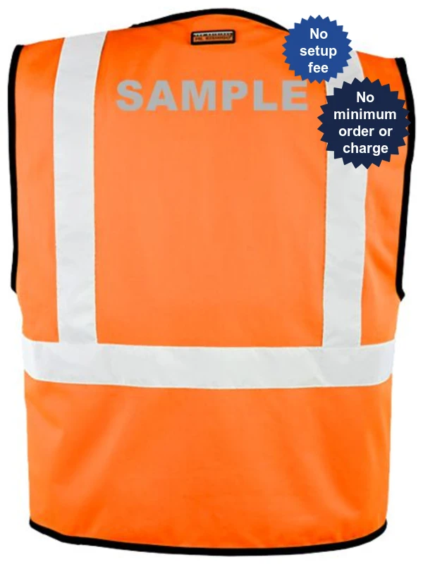 Orange Knit Vest, Class 2, Size 2XL-4XL with Reflective Custom Lettering