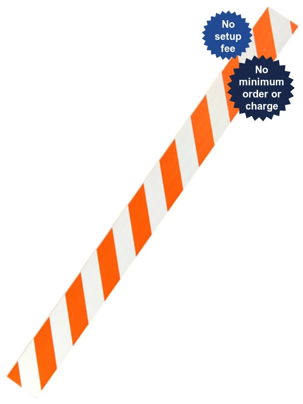 8\u0027 Plastic Rail w/ Engineer Grade (EG) Reflective Sheeting On Both Sides (2) \u0026 Custom Lettering On One (1) Side