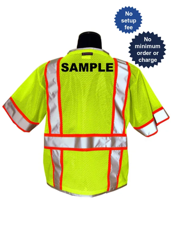Premium Brilliant, Ultra-Cool Large Lime Mesh, Class 3 Break-Away Vest w/ Custom Black Lettering