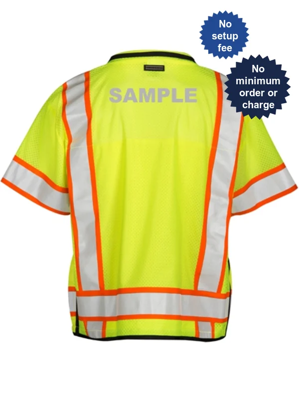 Professional Class 3, XL, Lime, Surveyors Vest w/Custom Reflective Lettering