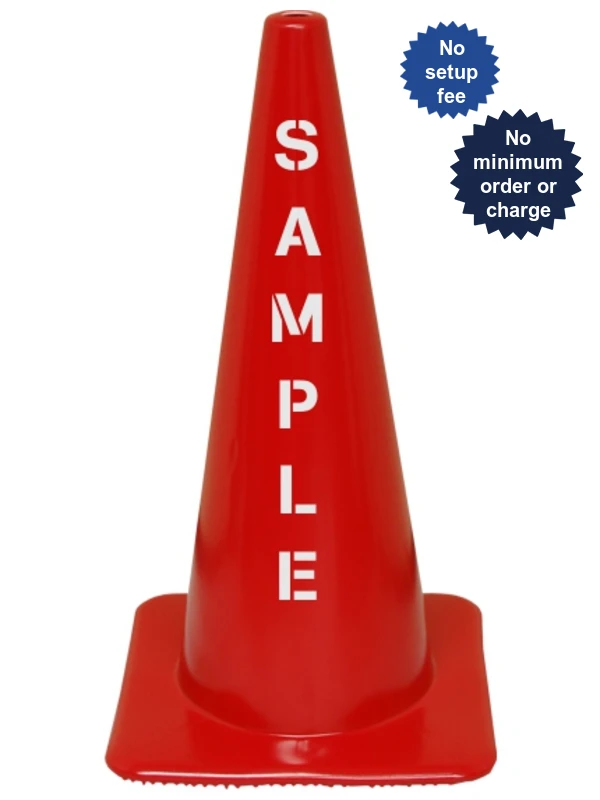 Red 28\" Traffic Cone with Double Sided Custom Lettering
