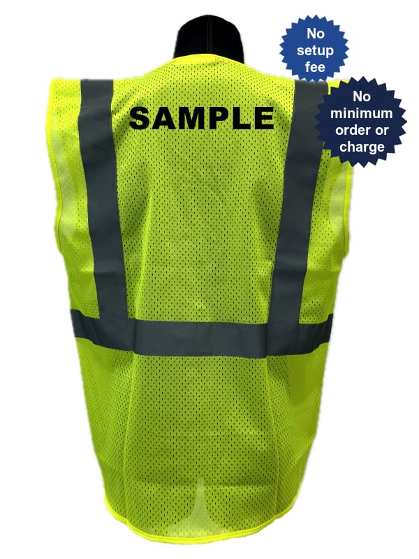 Liberty Safety Hivizgard Class 2 Economy Vest, Xl w/Custom Black Text