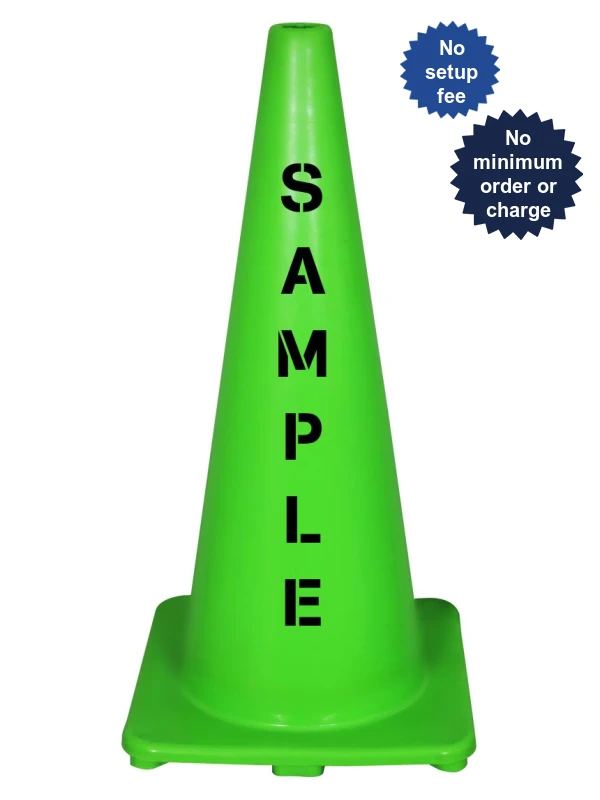 Solid Lime 28\", 5 lbs, Economy Cone with Double Sided Custom Lettering