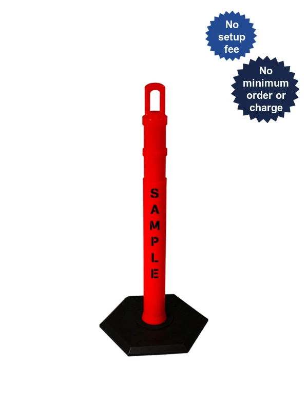 42\" ORANGE \u0027JBC Arch-Top\u0027 Tube with 18lb Base \u0026 Double Sided Custom Stencil