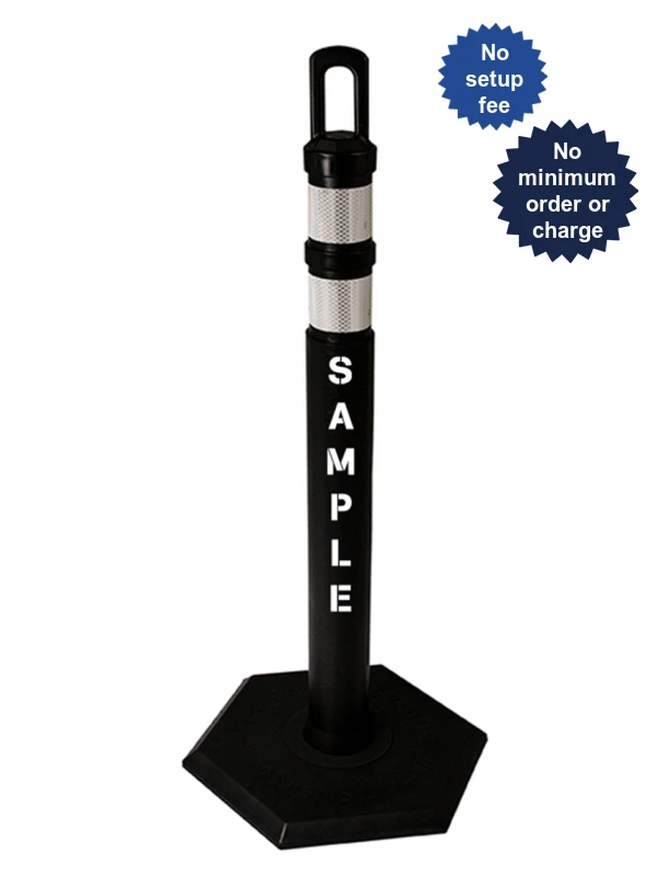 42\" Black JBC Arch Top Tube, Two 3\" Reflective Collars, 8lbs Base \u0026 Double Sided Lettering