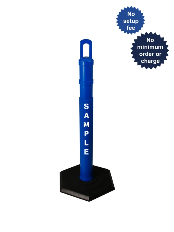 42\" BLUE \u0027JBC Arch-Top\u0027 Tube with 18lb Base with Custom Stencil