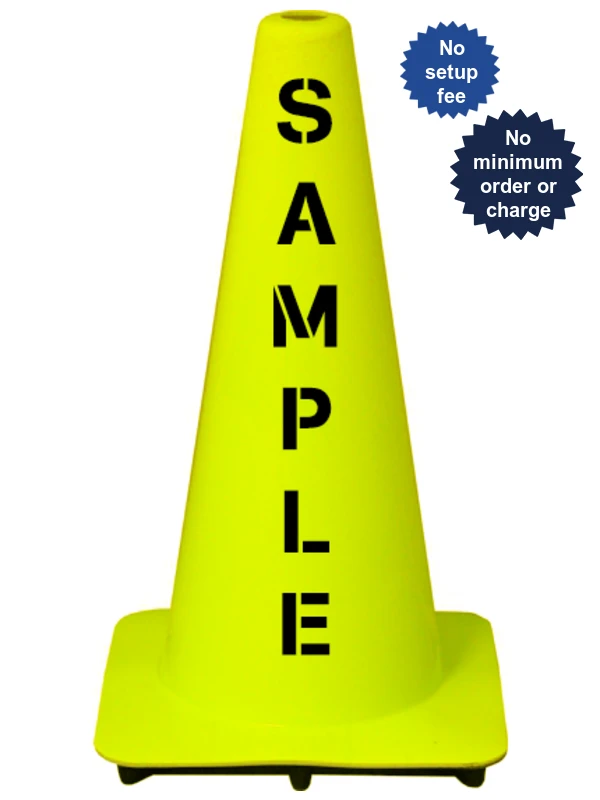 Lime 18\" Traffic Cone w/ Double Sided Custom Lettering