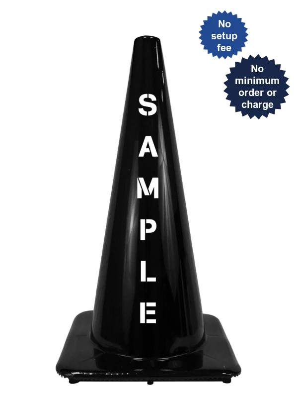 28\" Traffic Cones 7 lbs Black Lettering Single Side