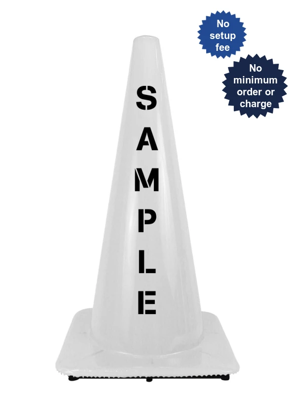28\" Traffic Cones 7 lbs White Lettering Double Sided