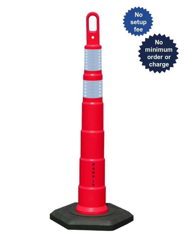 42\" TrafFix Orange Looper Cone w/ 6\" \u0026 4\" HI Ref Collars, 16lbs Base \u0026 Custom Lettering