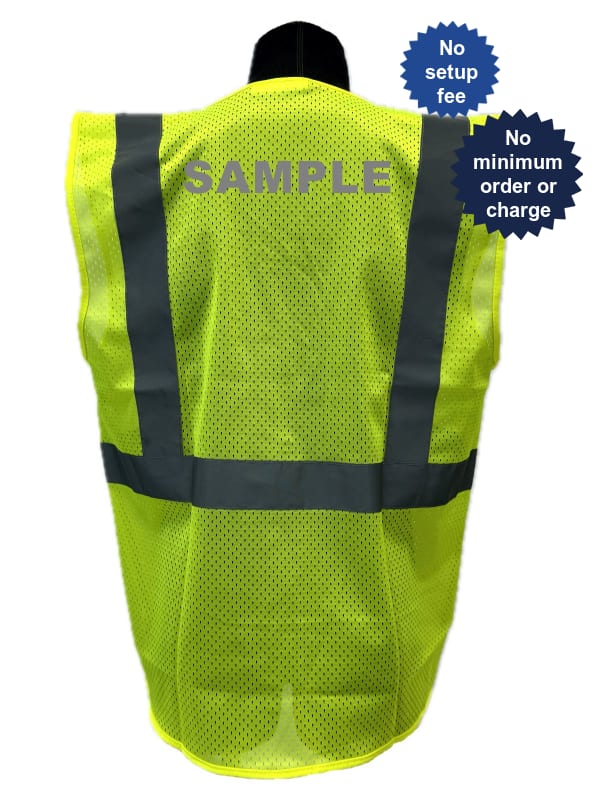 Liberty Safety HiVizGard™ Class 2 Economy Vest, Medium w/Custom Reflective Text