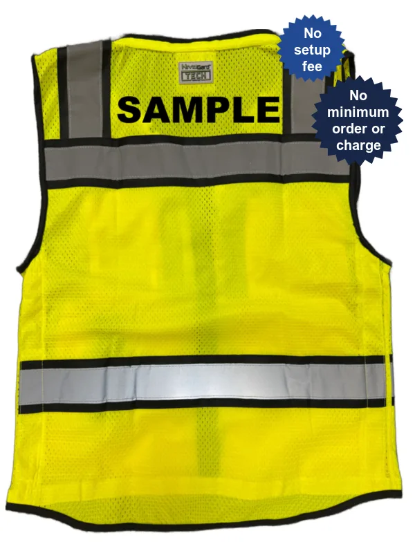 Liberty HiVizGard™ Tech Series, All Mesh Class 2 Surveyor Vest, Lime, Medium with Custom Black Lettering