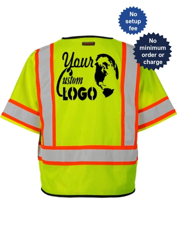 Single Pocket, Contrasting Mesh Class 3 Vest, L-XL w/ Custom Logo