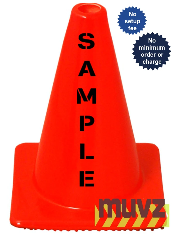 Orange 12\" Flow Molded Cones with Custom Stencil