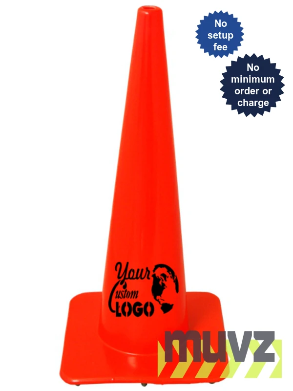 28\" SlimLine Traffic Cones - Solid Orange