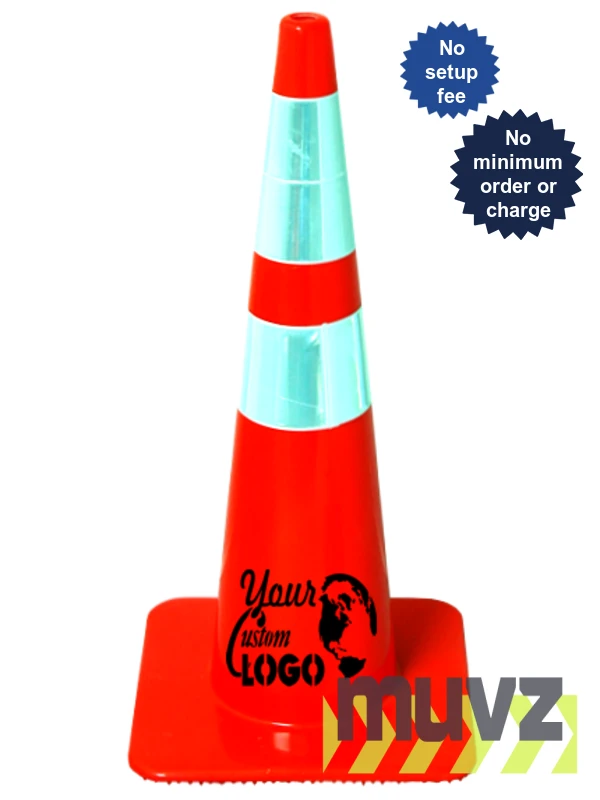 28\" SlimLine Traffic Cones - Solid Orange