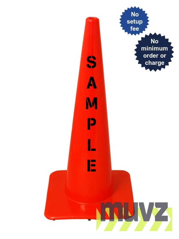 Orange, 28\", 5.0 Lb. Flow Molded Traffic Cone w/Custom Stencil