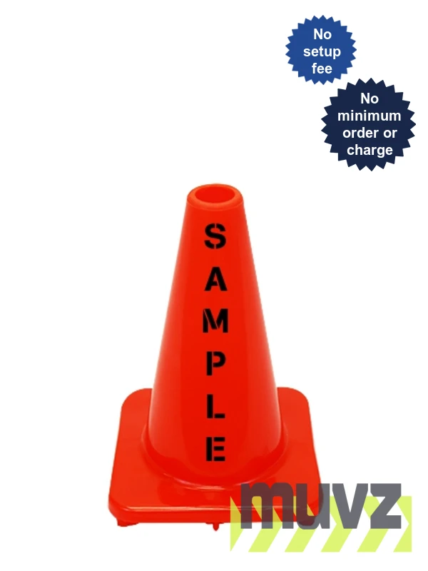 Solid Orange, 12\" Economy Cone with Custom Stencil