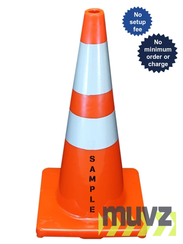 Solid Orange,28\",5.0 Lb,Economy Cone w/6\" \u0026 4\" Reflective Collars \u0026 Double Sided (2X) Custom Stencil