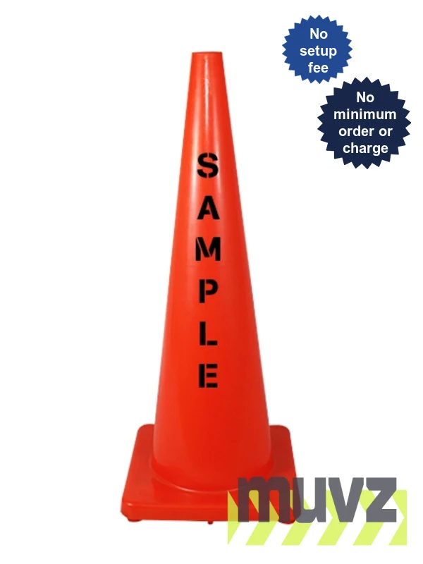 Solid Orange, 36\", 9.2 Lb., Economy Cone with Double Sided (2X) Custom Stencil