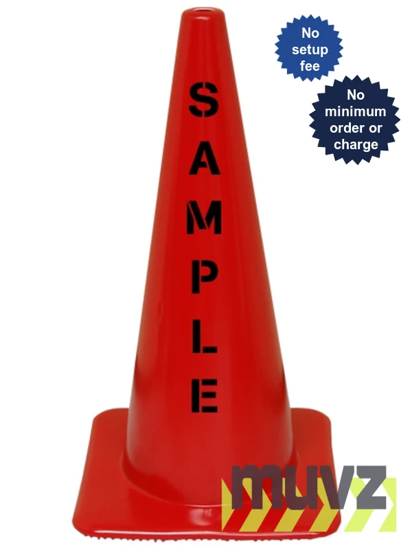Red 28\" 7.0 Lb Flow Molded Traffic Cone with Custom Stencil