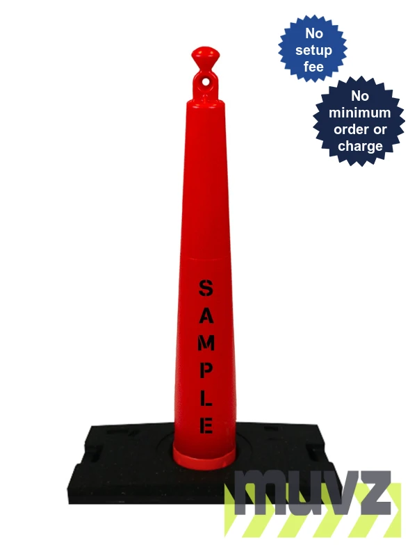 42\" Grabber Cone with 30 Lb. Recycled Rubber Base with Double Sided (2X) Custom Stencil