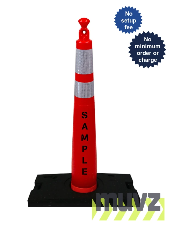 42\" Grabber Cone,6\" \u0026 4\" Reflective Collars,30 Lb. Rubber Base \u0026 Double Sided (2X) Custom Stencil