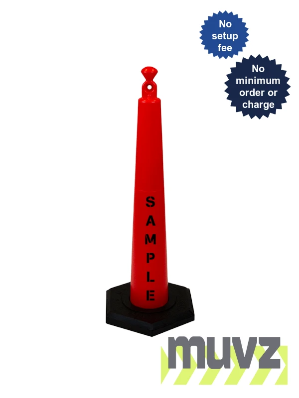 42\" Grabber Cone with 16 Lb. Recycled Rubber Base with Double Sided (2X) Custom Stencil