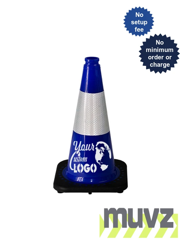 Dark Blue 18\" Traffic Cone with Black Base
